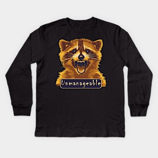 Unmanageable Raccoon Kids Long Sleeve T-Shirt